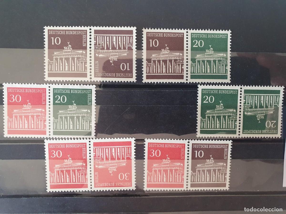 Sellos: ALEMANIA BERLIN 1966 MICHEL 286 ** 287 ** 288 ** PAREJAS COMBINADAS E INVERTIDAS
