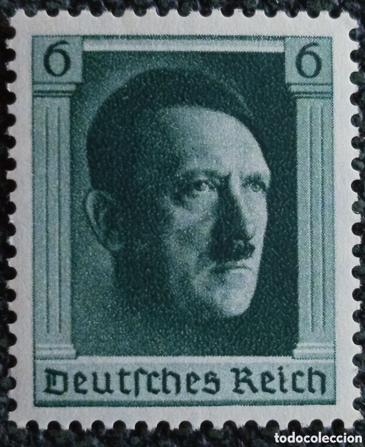 Sellos: Sello Alemania 1941 Adolf Hitler 6 Pf. Verde Gris Michel 785 / Scott 511
