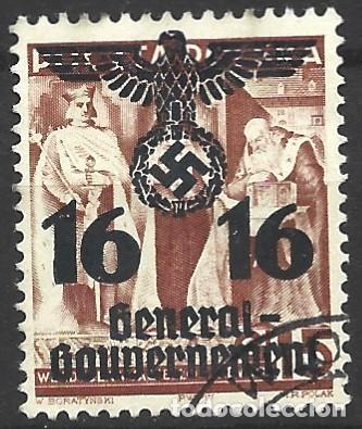 Sellos: ALEMANIA - GOVERMENTO GENERAL DE NAZI - 16 PFENNIGE - SELLADOS Y USADOS