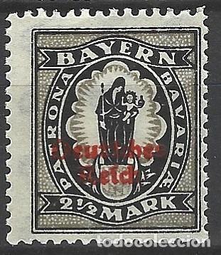 Sellos: ALEMANIA - BAVIERA - SELLO CON IMPRESI&Oacute;N EN ROJO - SERIE DE DESPEDIDA DE 1920 - MI 133 - MNH