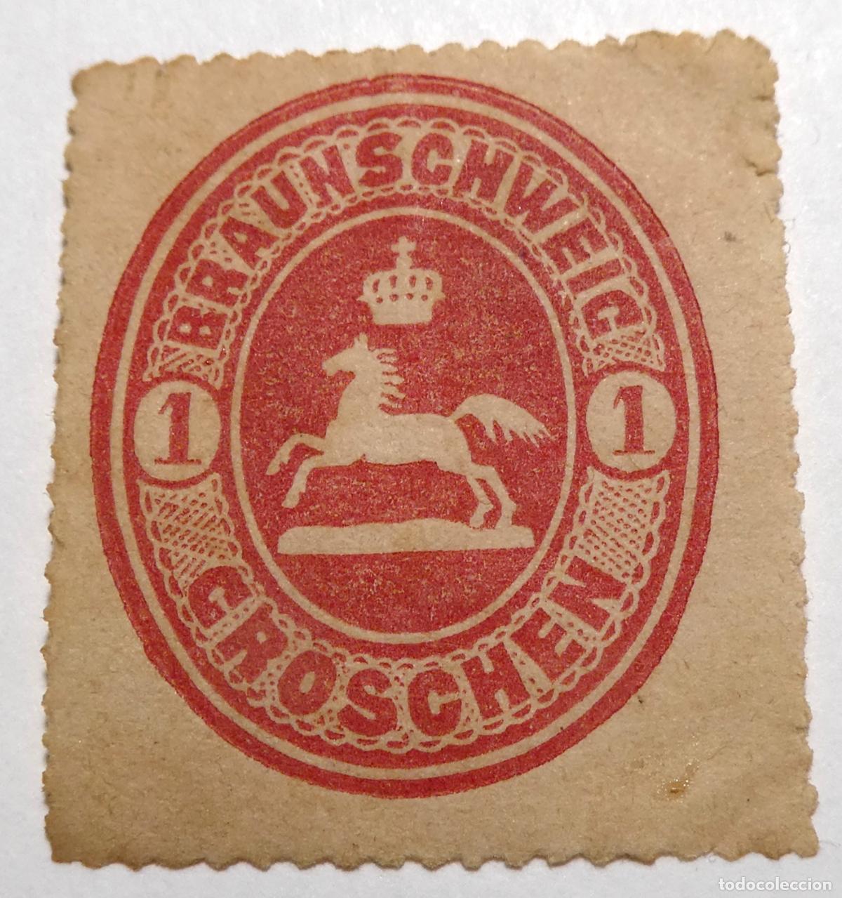 Sellos: Sello postal ALEMANIA BRUNSWICK 1865, 1 Groschen