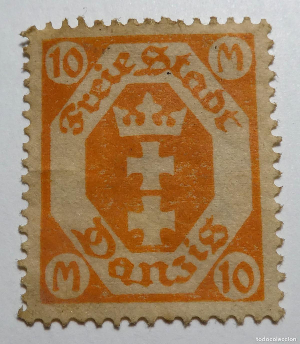 Sellos: Sello postal de Alemania Danzig Gdansk 10 marcos 1922