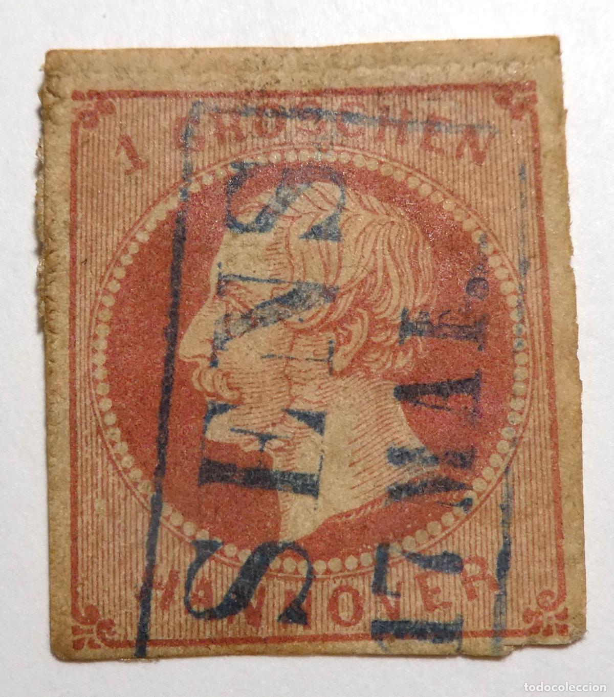 Sellos: Sello postal de Alemania 1 Groschen del Reino de Hannover 1859, Rey Jorge V de Hannover