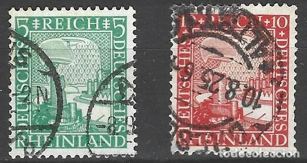 Sellos: ALEMANIA - REP&Uacute;BLICA WEIMAR - 1925 - INFLACI&Oacute;N - REICHSPOST DE RHEINLAND - MI: 372 + 73 - SELLADO