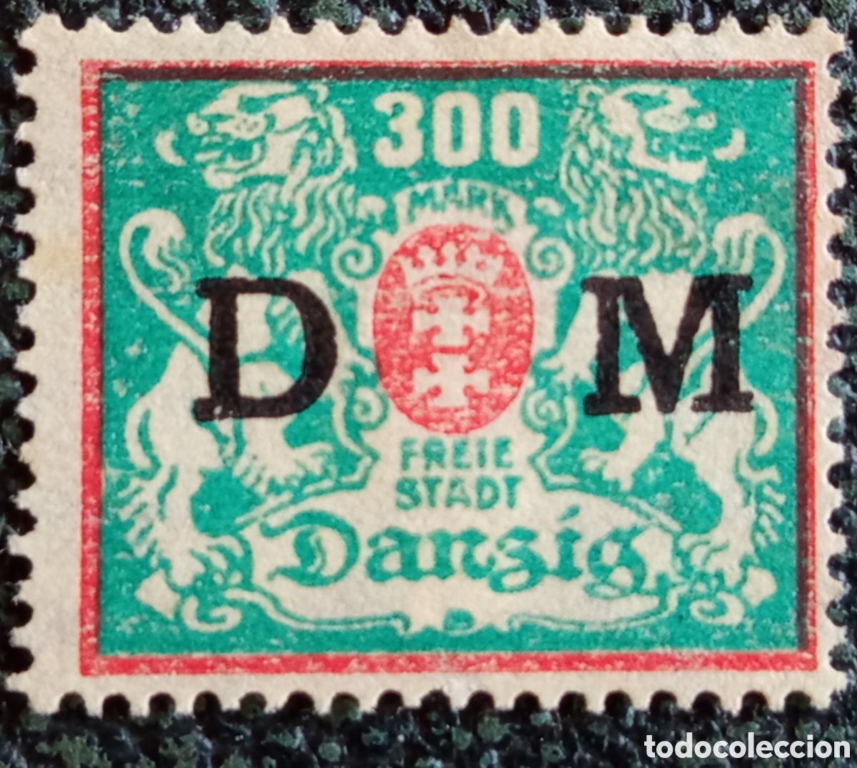 Sellos: Danzig 1922 Official Stamp 300M Overprint DM Michel D35 MH