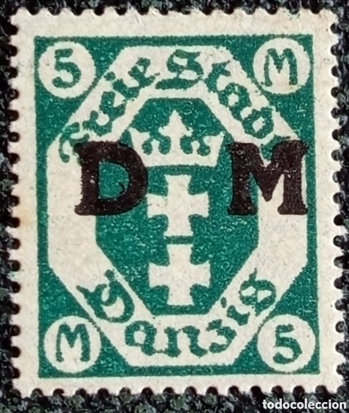 Sellos: Danzig 1922 Official Stamp 5M Overprint DM Michel D30