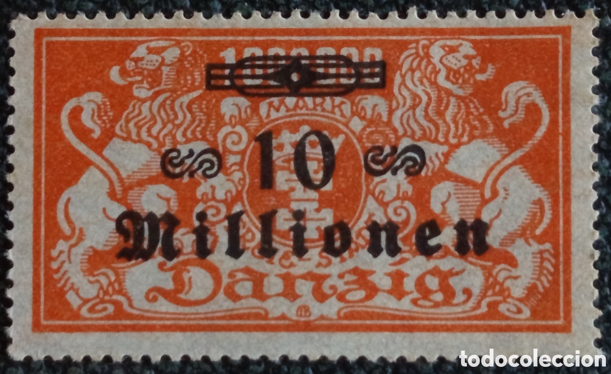 Sellos: Danzig 1923 Hyperinflation 10 Millionen Overprint Michel 168
