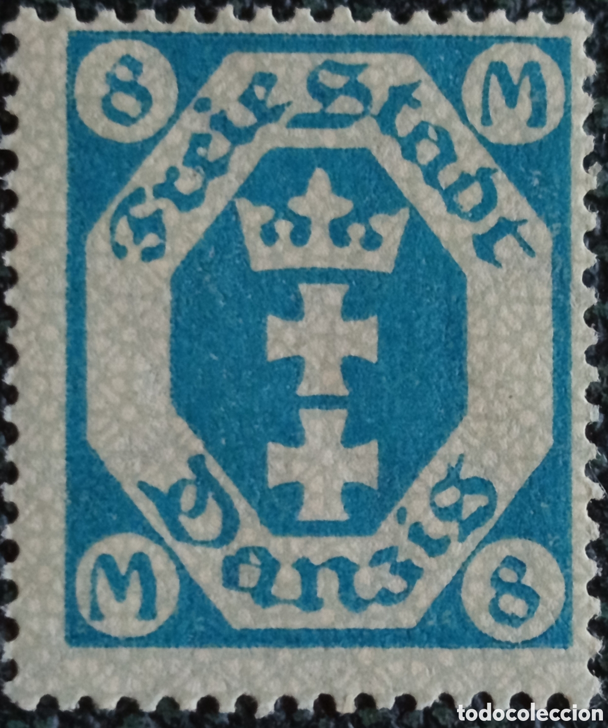 Sellos: Danzig 1922 Small Coat of Arms 8 Mark Blue Michel 105