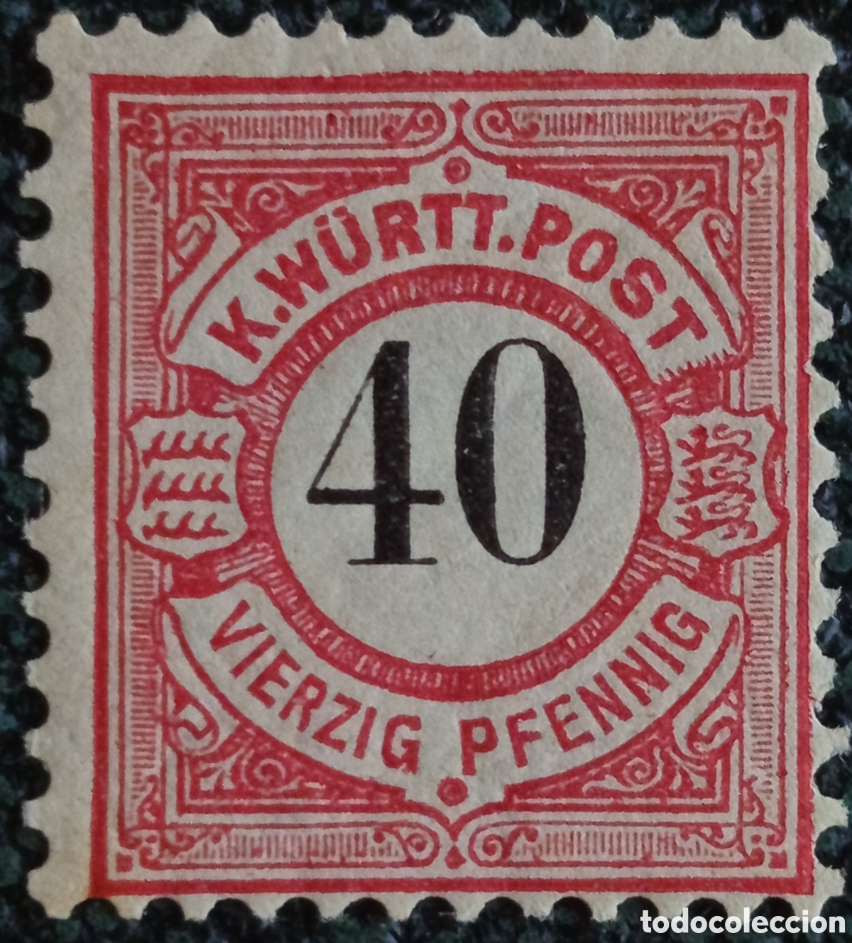 Sellos: Sello Wurttemberg 1900 Cifras 40 Pfennig Carmin Michel 62 - Nuevo MNH**