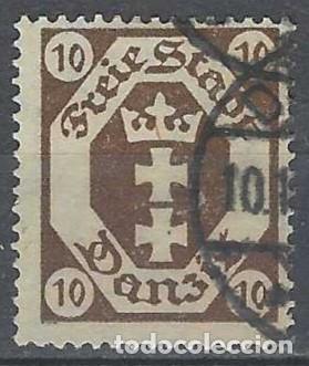 Sellos: DANZIG 1921 - ESCUDO 10 PF MARR&Oacute;N - USADO