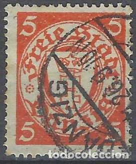 Sellos: DANZIG 1924-33 - ESCUDO, 5 PF NARANJA - USADO