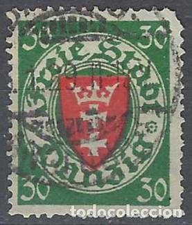 Selos: DANZIG 1924-33 - ESCUDO, 30 PF VERDE/ROJO - USADO