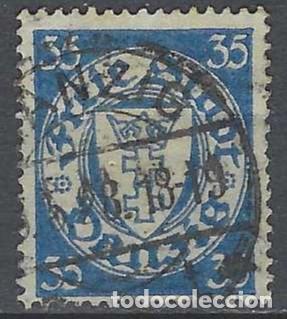 Selos: DANZIG 1924-33 - ESCUDO, 35 PF AZUL - USADO