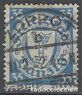 Selos: DANZIG 1924-33 - ESCUDO, 35 PF AZUL - USADO