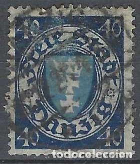 Selos: DANZIG 1924-33 - ESCUDO, 40 PF AZUL OSCURO/AZUL - USADO