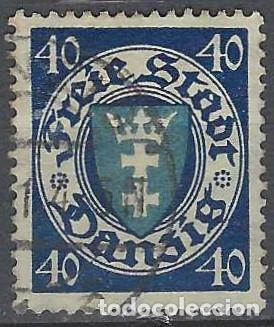 Selos: DANZIG 1924-33 - ESCUDO, 40 PF AZUL OSCURO/AZUL - USADO