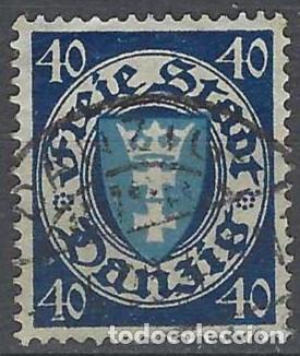 Selos: DANZIG 1924-33 - ESCUDO, 40 PF AZUL OSCURO/AZUL - USADO