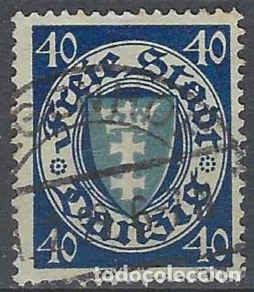 Selos: DANZIG 1924-33 - ESCUDO, 40 PF AZUL OSCURO/AZUL - USADO