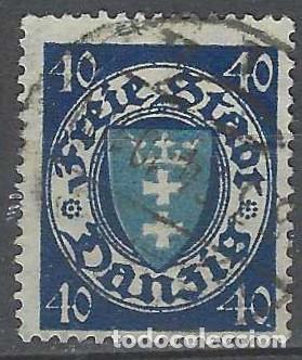Selos: DANZIG 1924-33 - ESCUDO, 40 PF AZUL OSCURO/AZUL - USADO