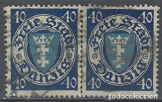 Selos: DANZIG 1924-33 - ESCUDO, 40 PF AZUL OSCURO/AZUL - USADO EN PAREJA