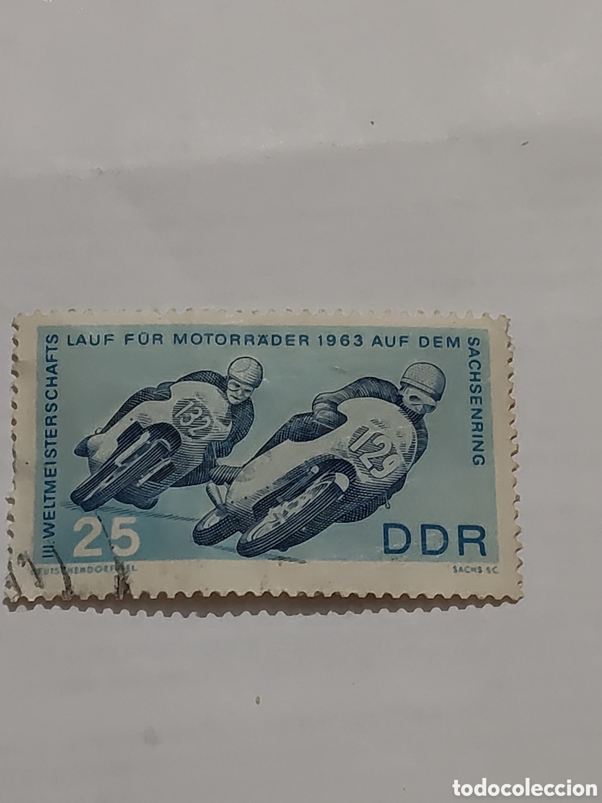 Stamps: Sello de la DDR campeonato mundial de motociclismo celebrado en Sachsenring 1963