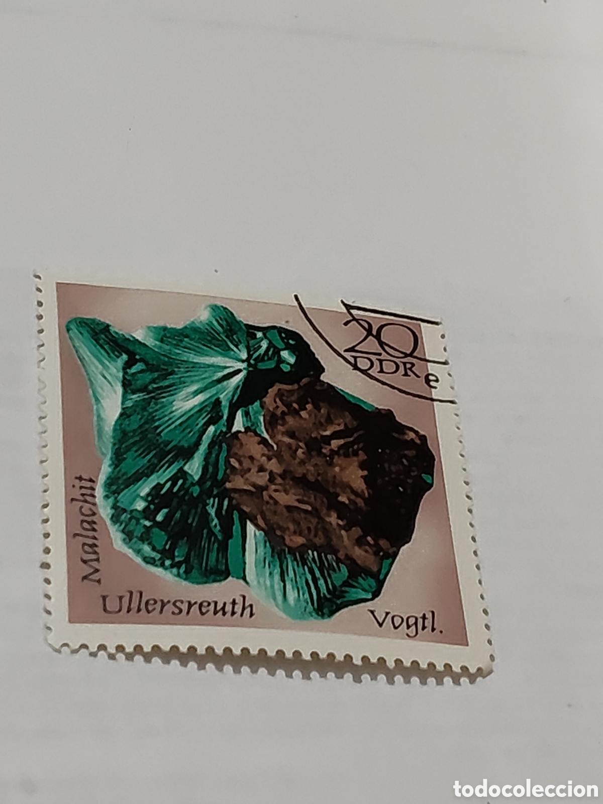 Selos: Sello de la DDR minerales Malaquita con limonita 1972