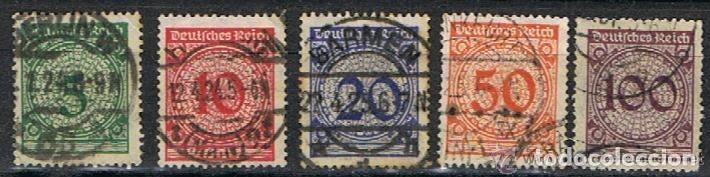 Sellos: ALEMANIA - RAPUBLICA DE WEIMAR // YVERT 332, 333, 334, 335, 336 // 1923 ... USADOS