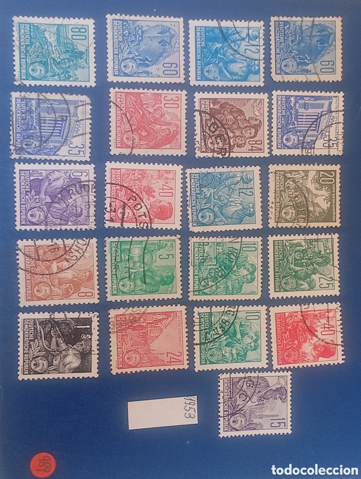Sellos: 1953 lote 21 sellos ALEMANIA ORIENTAL RDA PLAN QUINQUENAL COLECCI&Oacute;N