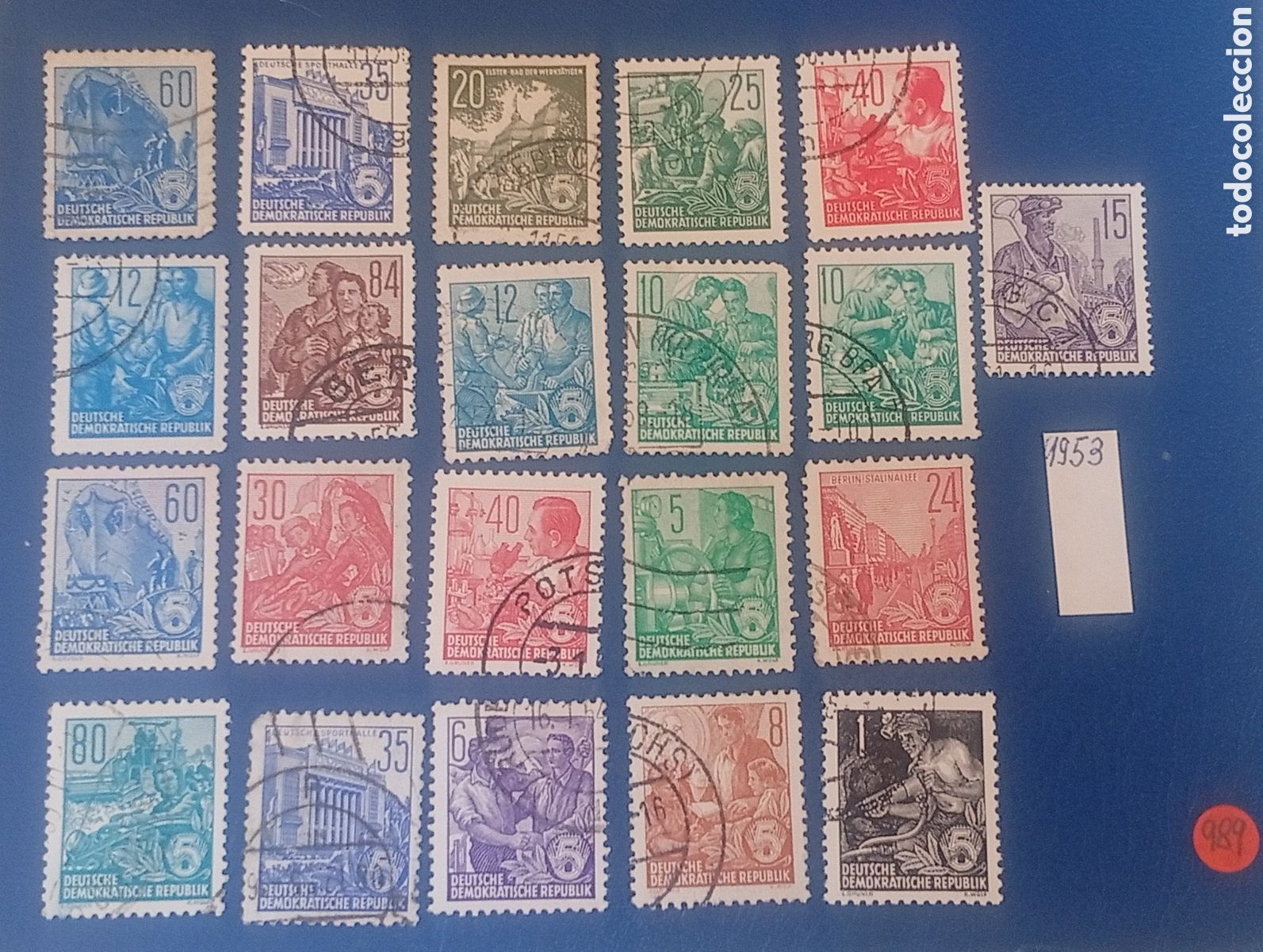 Sellos: 1953 lote 21 sellos ALEMANIA ORIENTAL RDA PLAN QUINQUENAL COLECCI&Oacute;N