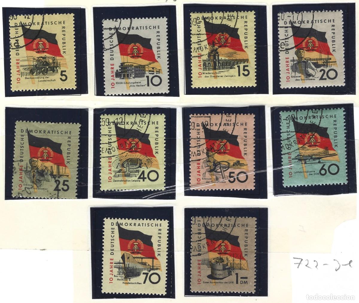 Sellos: ALEMANIA - ORIENTAL - 1959 - JUEGO DE BANDERAS - COMPLETO - SELLADOS - MI: 722 / 31