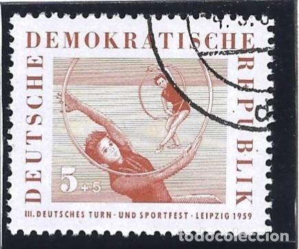 Sellos: ALEMANIA ORIENTAL - 1959 - III. FESTIVAL ALEM&Aacute;N DE GIMNASIA Y DEPORTE DE LEIPZIG - MI: 707 - SELLADO