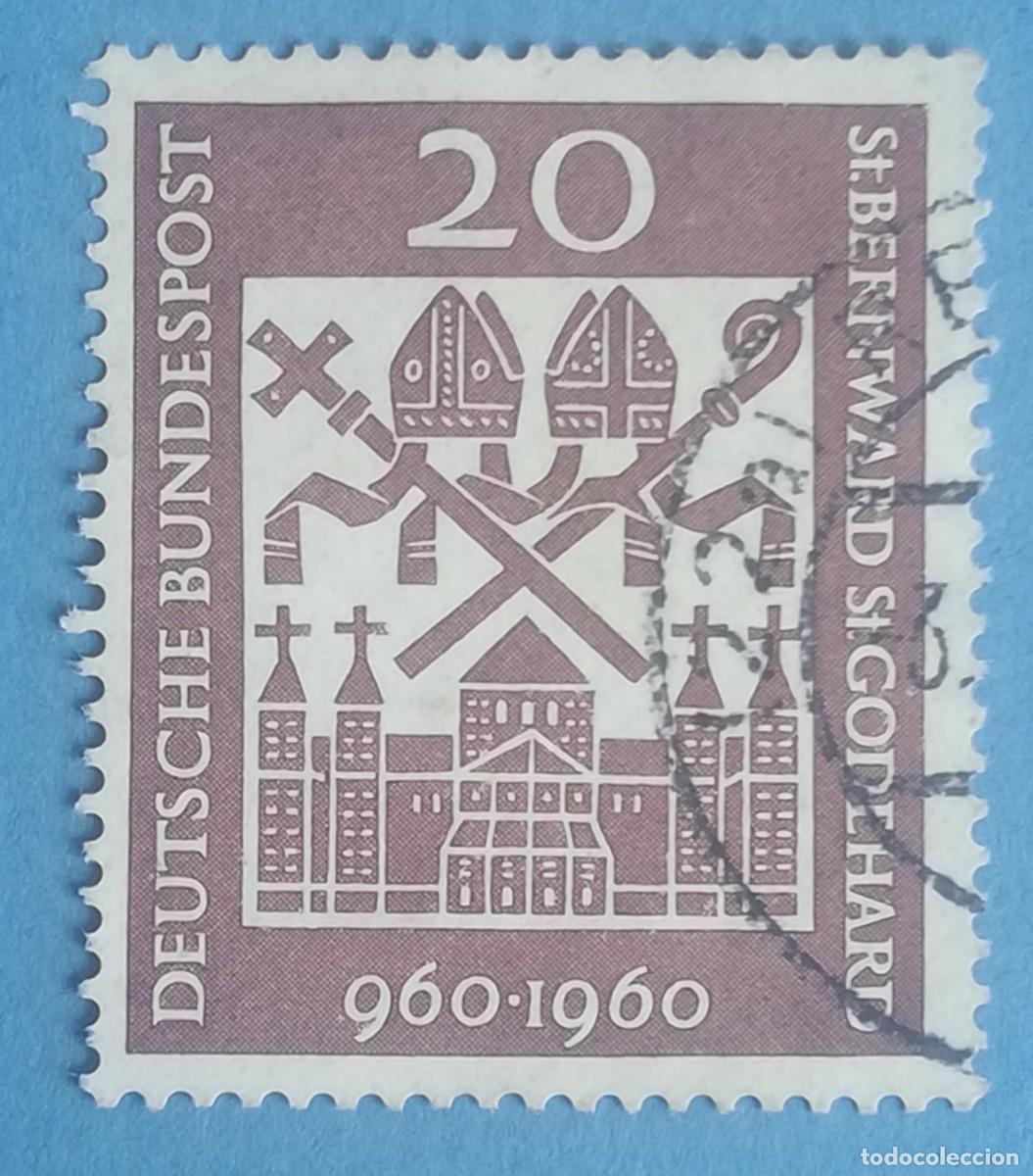 Sellos: Alemania Occidental. Milenario de los arzobispos san Bernard y san Godehard. Ivert 209. Usado.