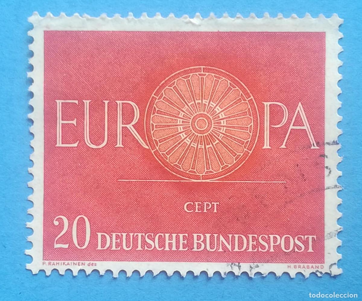 Sellos: Alemania Occidental. Europa CEPT. Color rojo. 20 Deutsche Bundespot. Ivert 211. Usado.