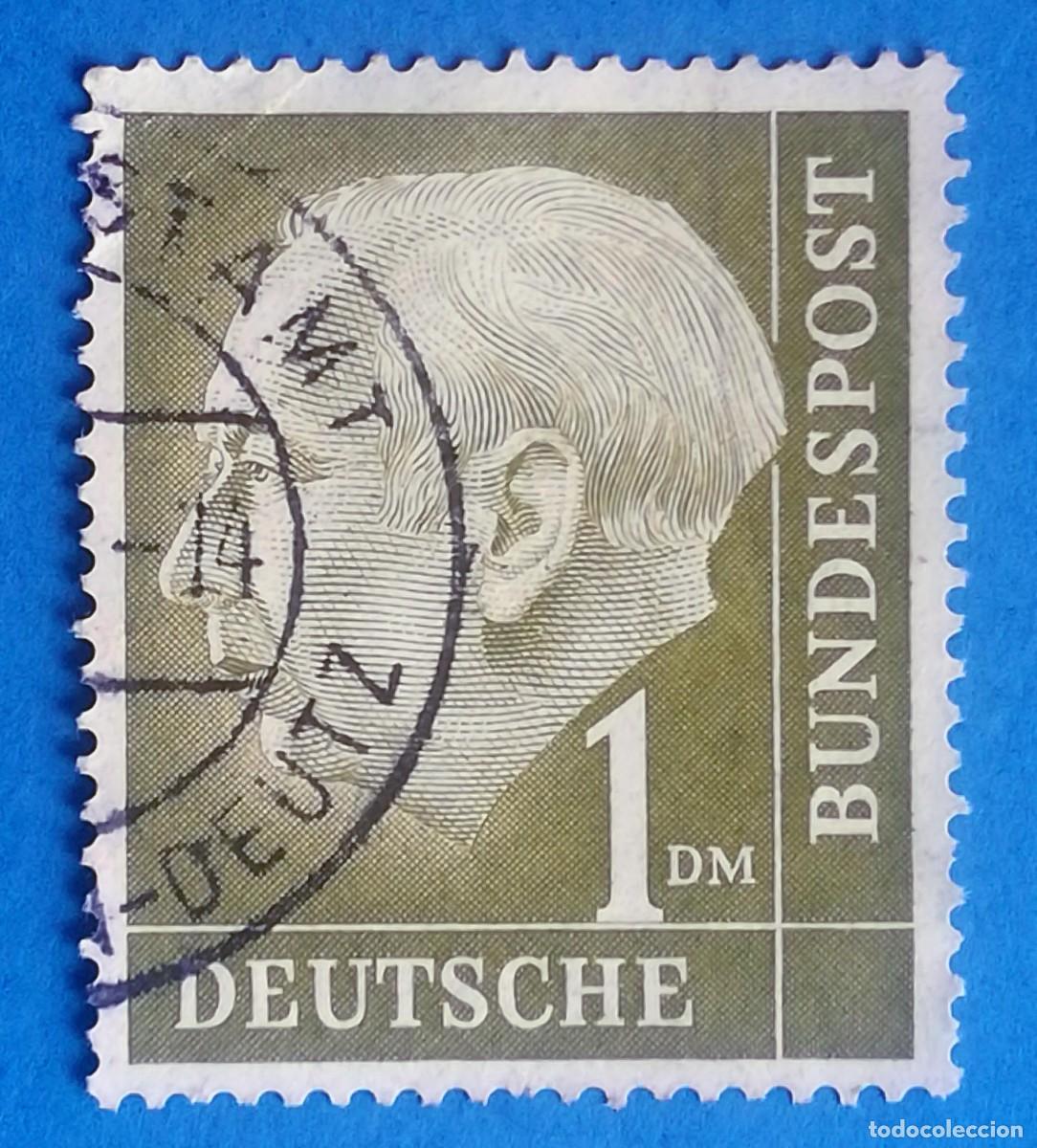 Sellos: Alemania Federal. Presidente Theodor Heuss. Yvert 72. Usado.