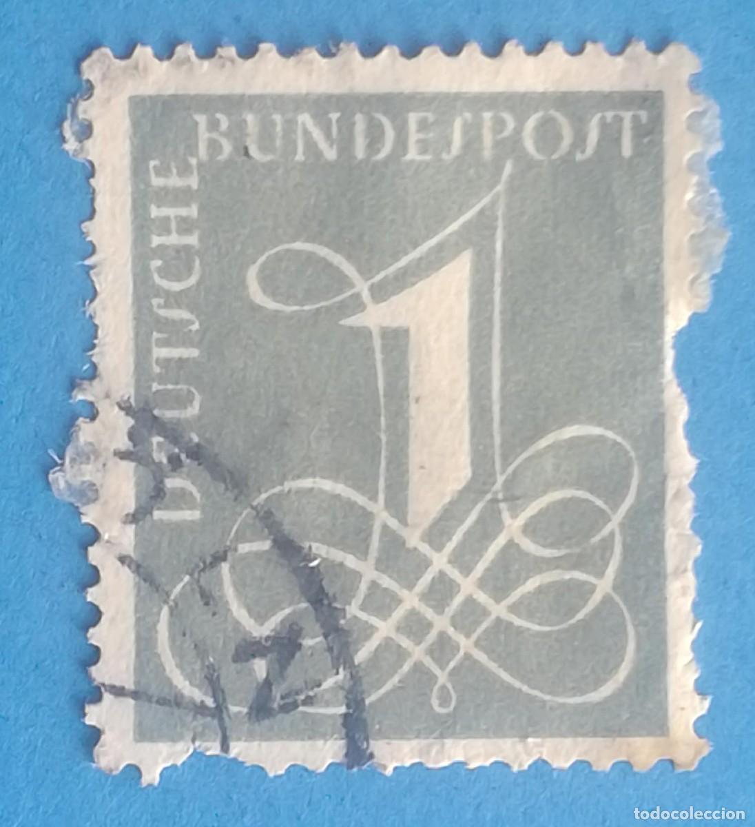Sellos: Alemania. 1 Pfennig de la Deutsche Bundespost. Color gris.