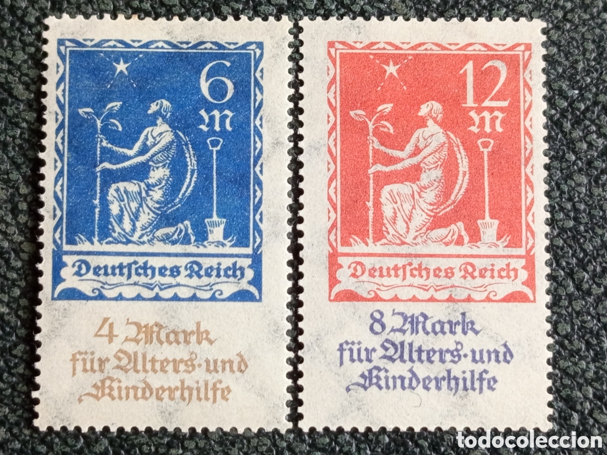 Sellos: Lote 2 Sellos Alemania 1922 Ayuda Ancianos y Ni&ntilde;os Michel 233 y 234 Nuevos MH