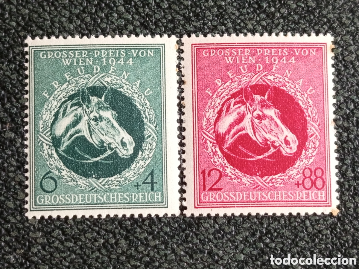 Sellos: Lote 2 Sellos Alemania 1944 Gran Premio Viena Caballos Michel 900/901 Nuevos MNH