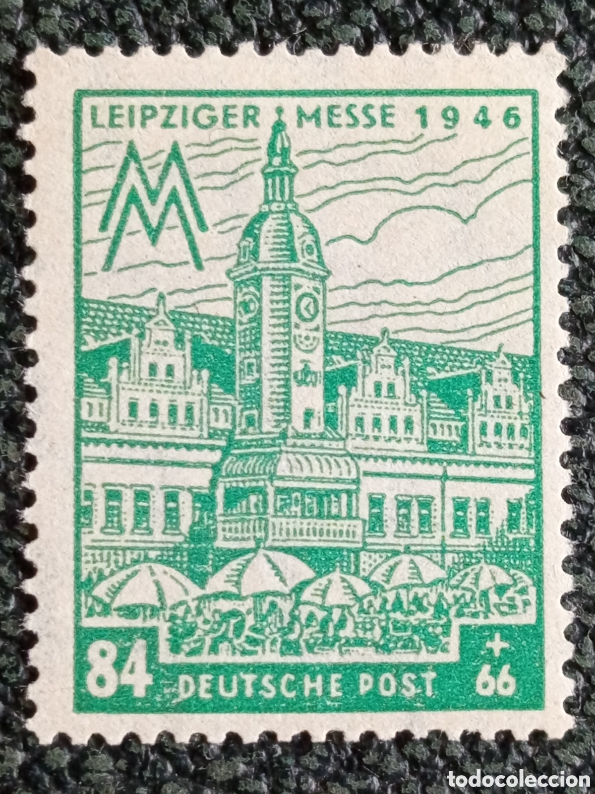 Sellos: Sello Alemania 1946 Feria de Leipzig 84+66 Pfennig SBZ Michel N&uacute;mero 165 MH