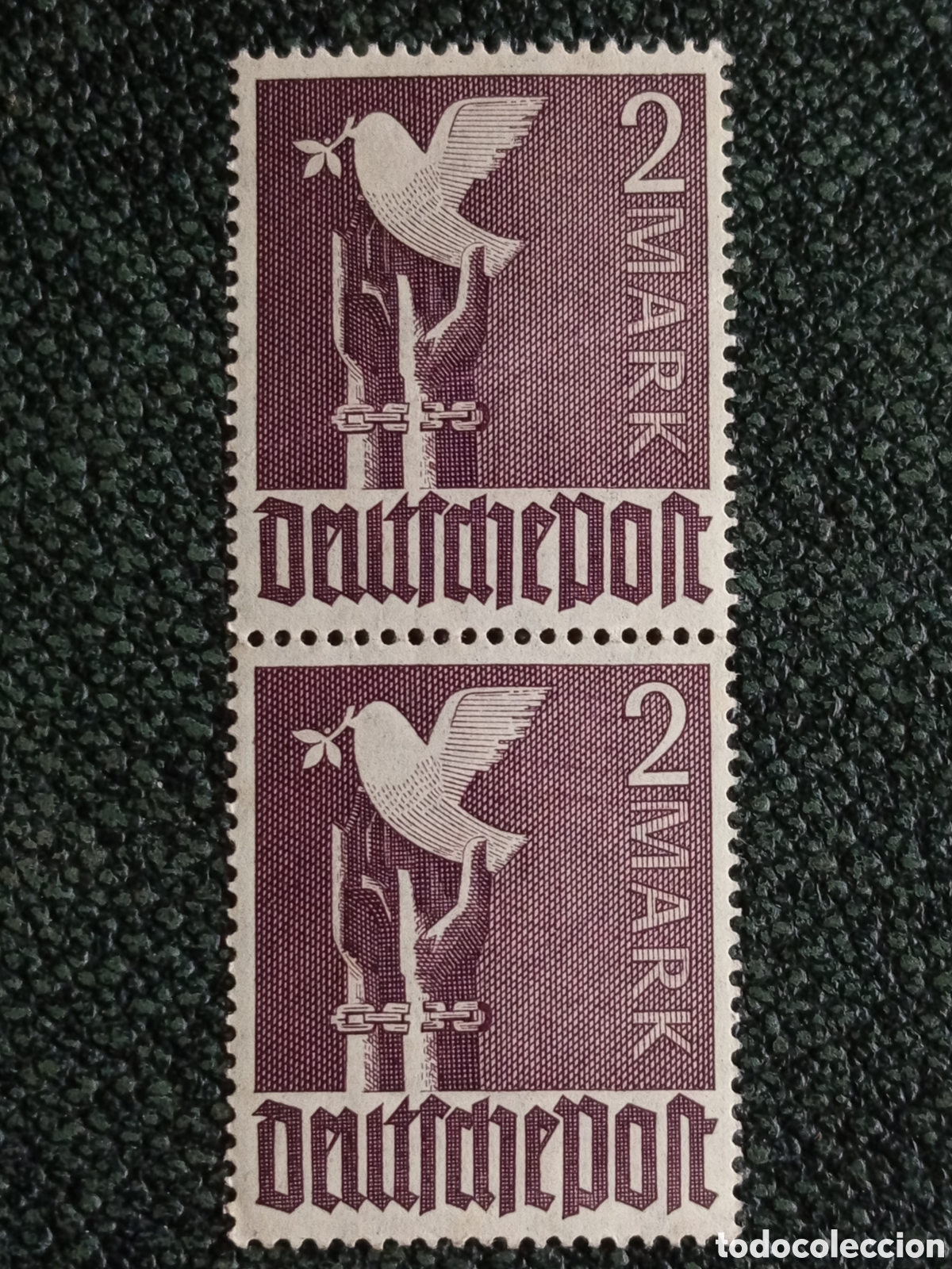 Sellos: Pareja 2 Sellos Alemania 1947 Paloma de la Paz 2 Mark Ocupaci&oacute;n Michel 960 MNH