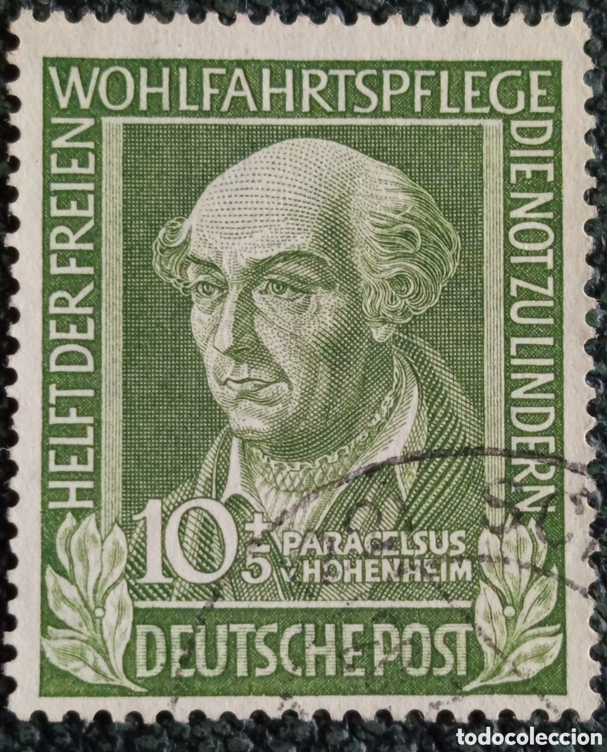Sellos: Sello Alemania 1949 Paracelso 10+5 Pfennig Michel N&uacute;mero 118 Usado