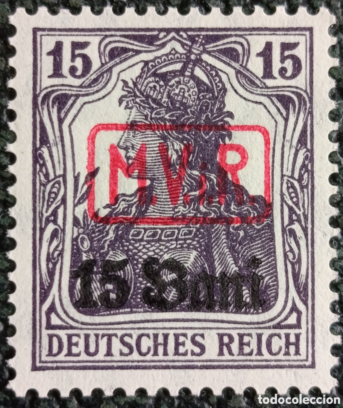 Sellos: Sello Alemania Ocupacion Rumania 1917 MVR 15 Bani Germania Michel Numero 1 MNH