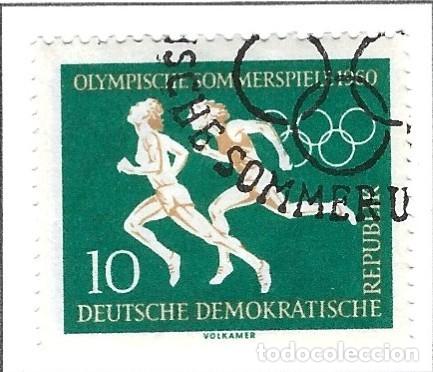 Sellos: ALEMANIA - ORIENTAL - 1960 - OLIMPIADA DE VERANO - CORRER - MI: 747 - SELLADO CON GOMA Y FICHASELLO