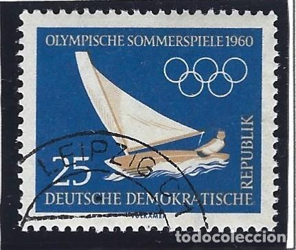 Sellos: ALEMANIA - ORIENTAL - 1960 - OLIMPIADA DE VERANO - NAVEGAR - MI: 749 - SELLADO CON GOMA