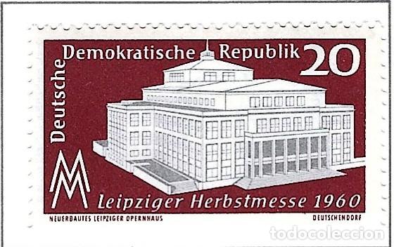 Sellos: ALEMANIA - ORIENTAL - 1960 - FERIA DE OTO&Ntilde;O DE LEIPZIG - MI: 781 + 782 - MNH CON FICHASELLO