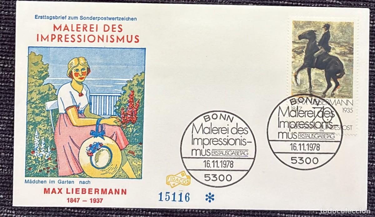Sellos: TS.)1978, FEDERAL REPUBLIC OF GERMANY, FIRST DAY COVER, PRE-PRINTED FOR THE &rdquo;IMPRESSIONIST PAINTING&rdquo;