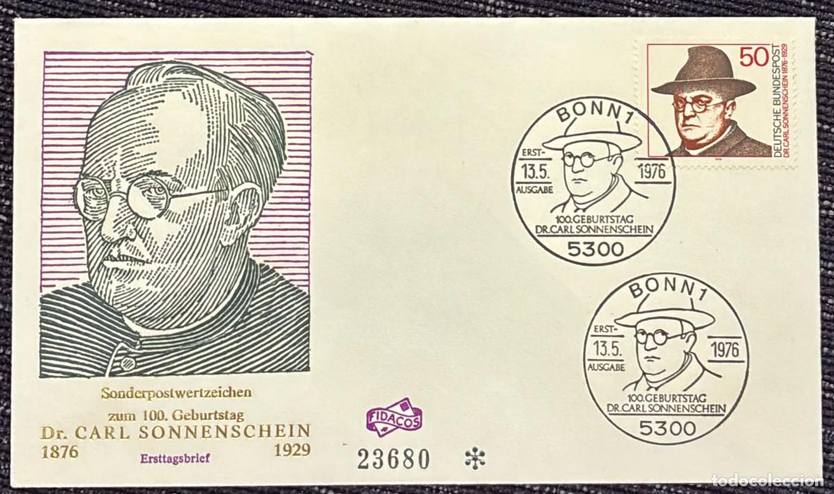 Sellos: TS.)1976, GERMANY, FIRST DAY COVER, COMMEMORATIVE PRE-PRINTED ENVELOPE FEATURING A PRINTED PORTRAIT