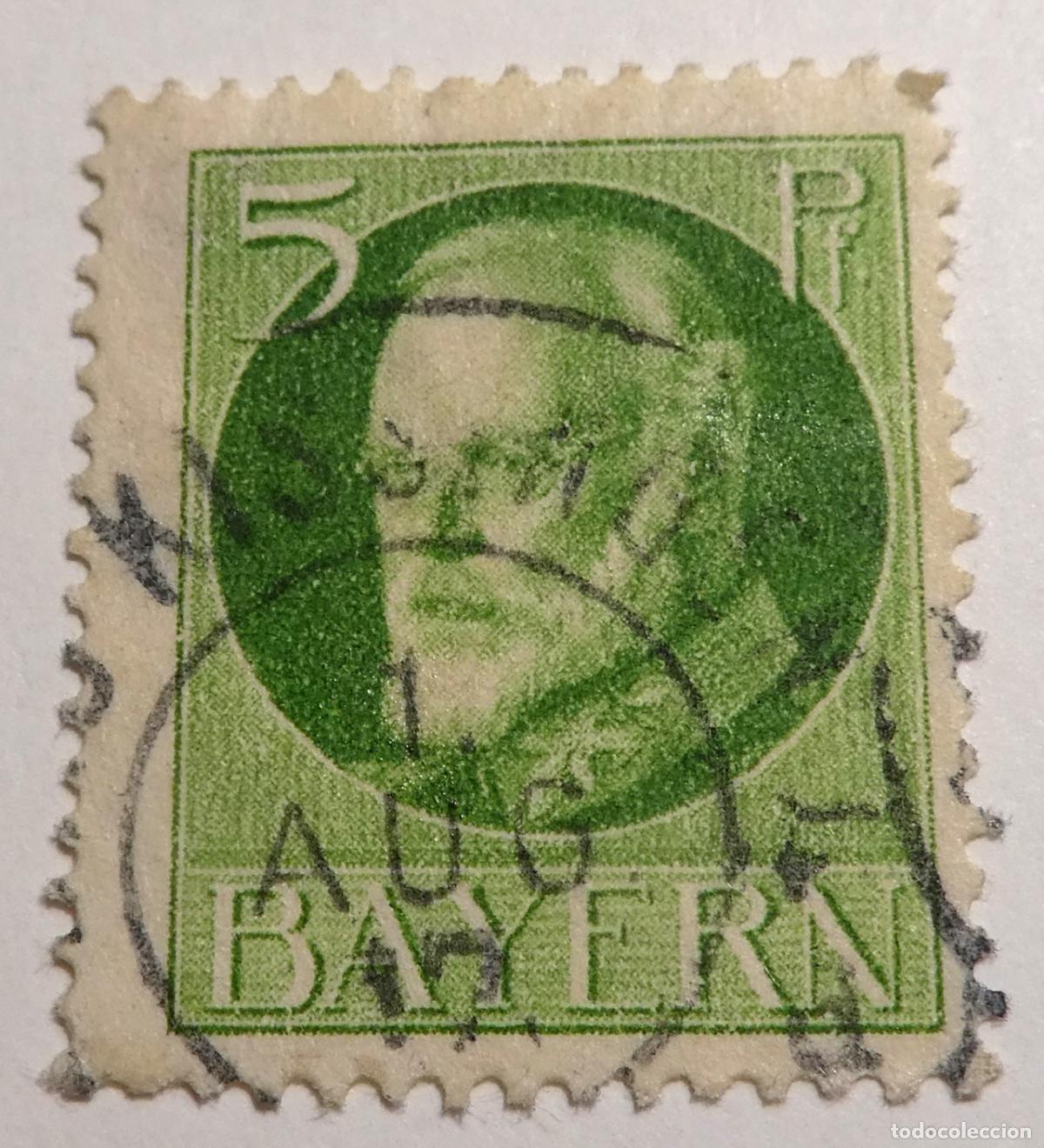 Sellos: Sello de Alemania, Baviera,Rey Luis III, 5 Pfennig 1914