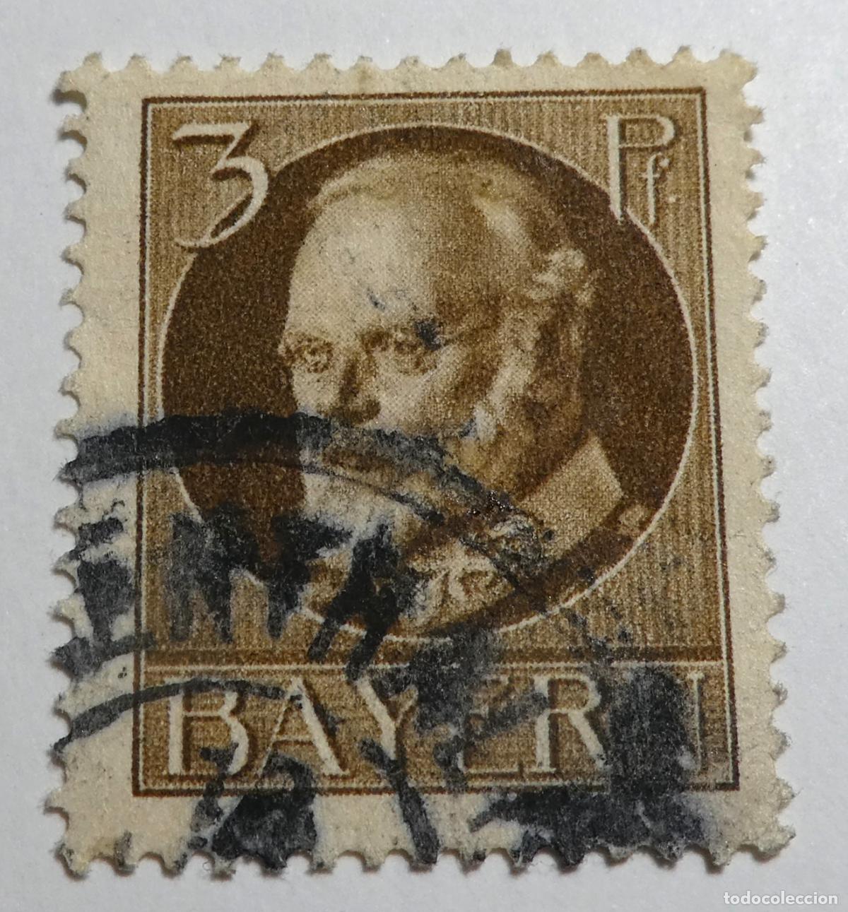 Sellos: Sello de Alemania, Baviera,Rey Luis III, 3 Pfennig 1914