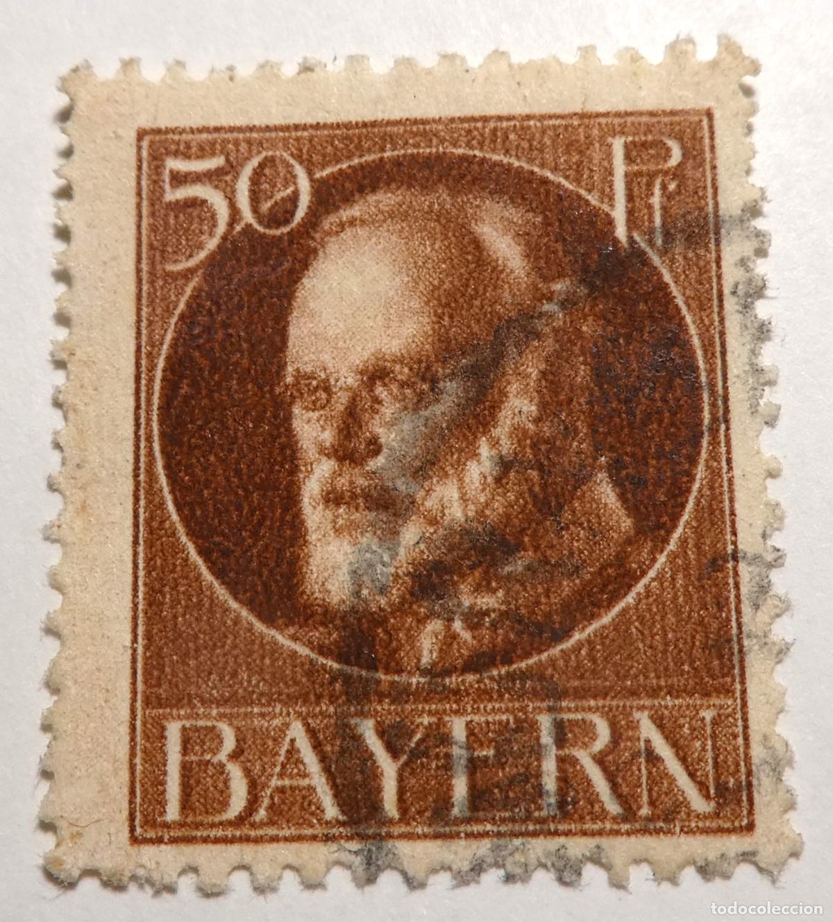 Sellos: Sello de Alemania, Baviera,Rey Luis III, 50 Pfennig 1914