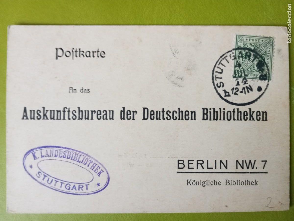 Sellos: ALEMANIA, WURTTENBERG, 1914, POSTKARTE COMERCIAL